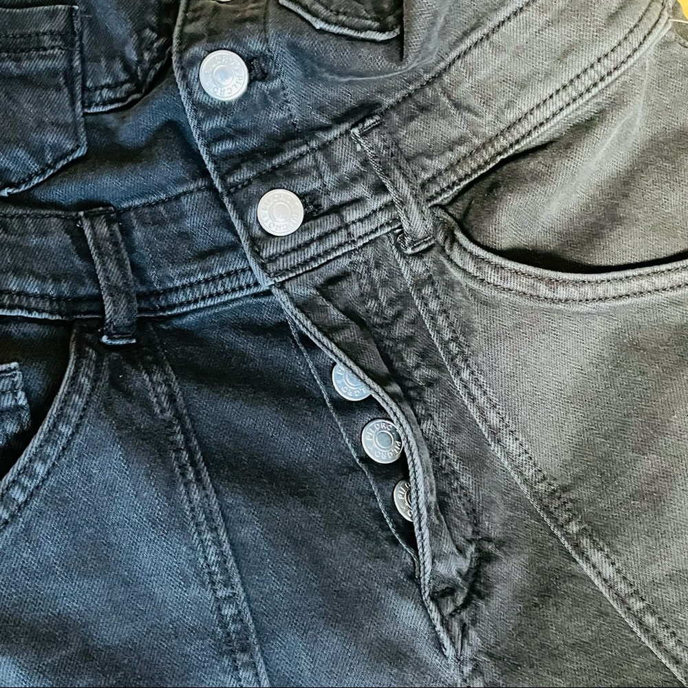Anthro Black Distressed Denim Overalls - Picture 8 of 14